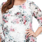 Blusa feminina estampada floral Alex Evenings, branca, tamanho 1X