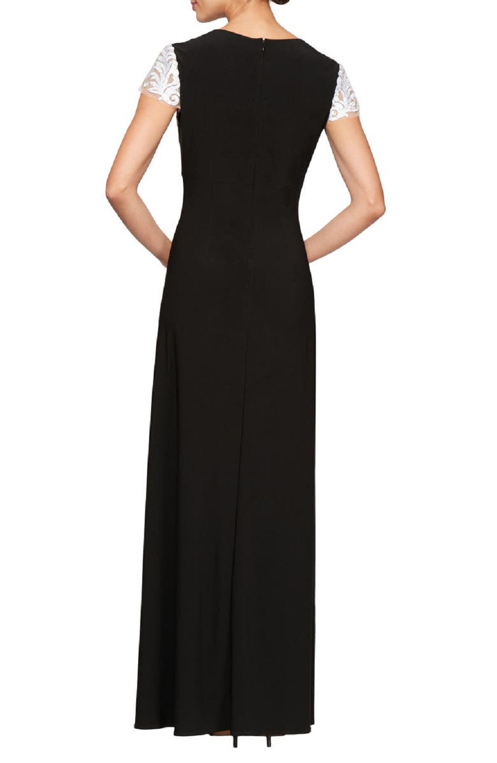 Vestido de festa feminino bordado Alex Evenings, preto, tamanho 8