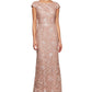 Vestido longo feminino Alex Evenings com lantejoulas evasê, marrom, tamanho 16