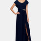 Vestido feminino Alex Evenings com decote canoa e cintura com contas, azul, tamanho 12