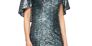 Vestido tubinho com lantejoulas e capa Alex Evenings para mulheres, verde, tamanho 4