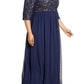 Vestido de festa feminino Alex Evenings com decote em V e decote em V, azul, tamanho pequeno e pequeno