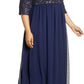 Vestido de festa feminino Alex Evenings com decote em V e decote em V, azul, tamanho 24W