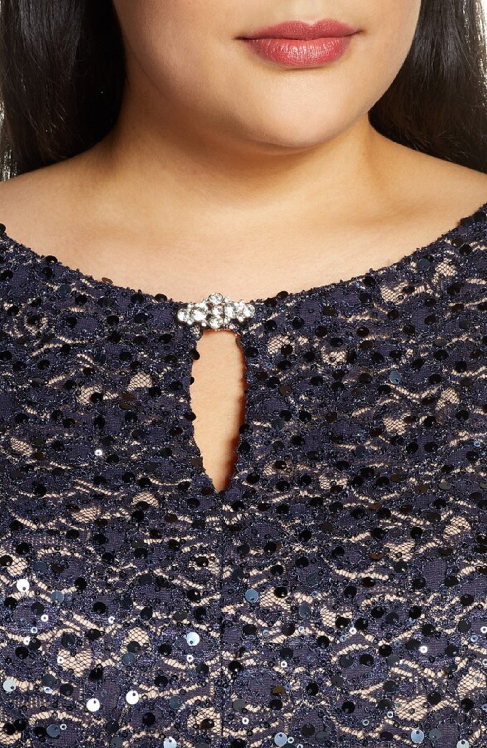 Vestido de festa feminino Alex Evenings com decote em V e decote em V, azul, tamanho 24W