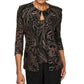 Alex Evenings Blusa de noite feminina com decote redondo e manga 3/4, preta, tamanho pequeno, extragrande