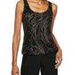 Alex Evenings Blusa de noite feminina com decote redondo e manga 3/4, preta, tamanho pequeno, extragrande
