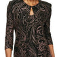 Alex Evenings Blusa de noite feminina com decote redondo e manga 3/4, preta, tamanho pequeno, extragrande