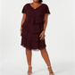 Vestido feminino em camadas SL Fashions, tamanho vinho, 24W