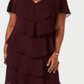 Vestido feminino em camadas SL Fashions, tamanho vinho, 24W
