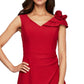 Vestido feminino Alex Evenings com decote em V e ombro floral, vermelho, tamanho 2
