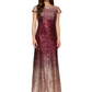 Vestido formal feminino Alex Evenings com lantejoulas e decote em V, manga curta, comprimento total, linha A, vermelho, tamanho 10