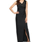 Vestido de festa feminino Alex Evenings com gola entalhada, preto, tamanho 6