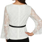 Alex Evenings Top de renda com amarração na cintura feminino, branco, tamanho extragrande