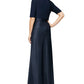 Vestido feminino Alex Evenings com decote em V e manga curta, azul, tamanho 14