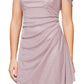 Vestido feminino Alex Evenings com ombros descobertos e drapeado metálico, rosa, tamanho 6, pequeno