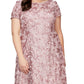 Vestido de festa feminino Alex Evenings com renda roseta e manga curta, estilo A, rosa, tamanho 18W