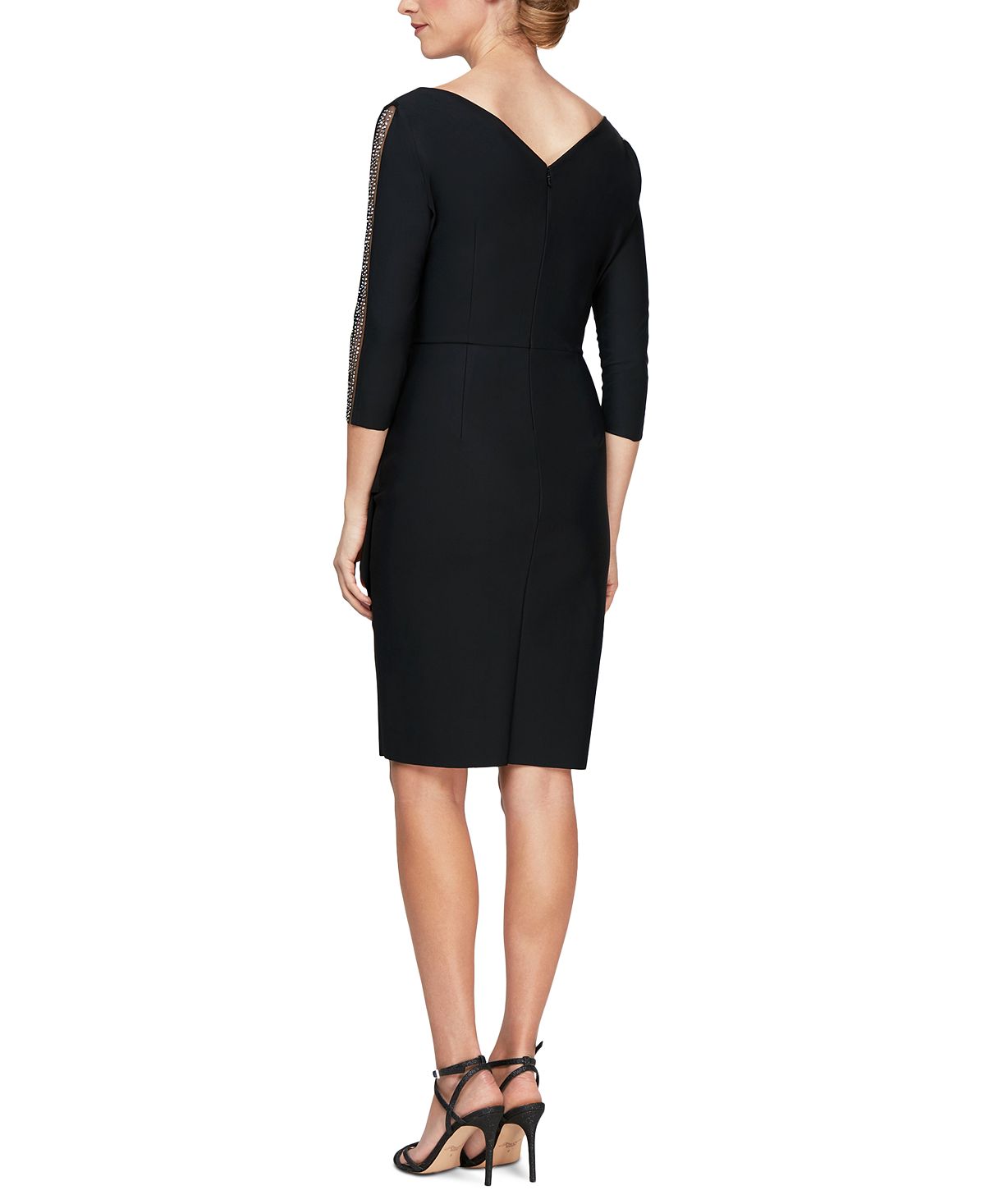 Vestido tubinho com decote sobrepeliz e detalhes embelezados Alex Evenings para mulheres, preto, tamanho 6