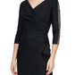 Vestido tubinho com decote sobrepeliz e detalhes embelezados Alex Evenings para mulheres, preto, tamanho 6