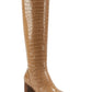 Botas de cano alto femininas Marc Fisher Revely de couro marrom, tamanho 8,5 M