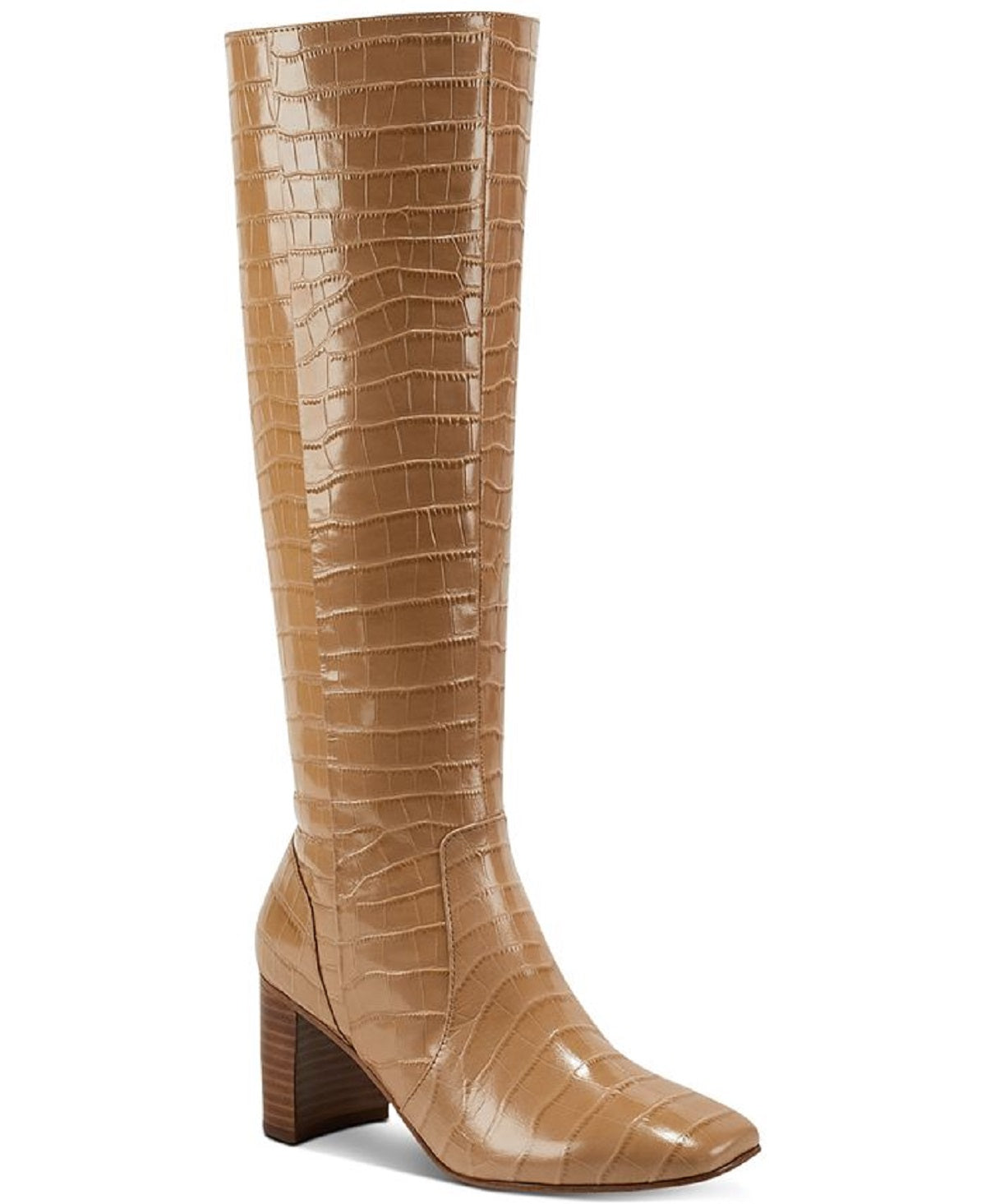 Botas de cano alto femininas Marc Fisher Revely de couro marrom, tamanho 8,5 M