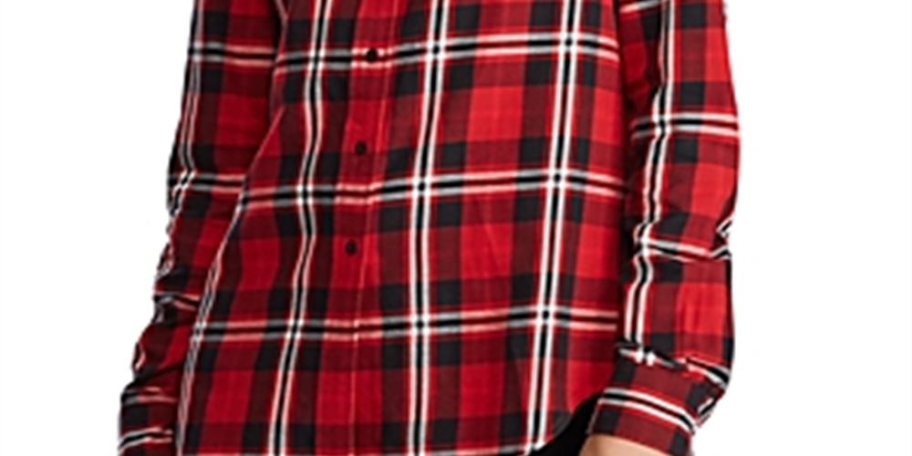 Ralph Lauren Camisa xadrez feminina para trabalho com botões, vermelha, tamanho extragrande
