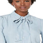 Camisa Ralph Lauren Feminina Chambray com Gola Amarrada Azul Tamanho Pequeno M