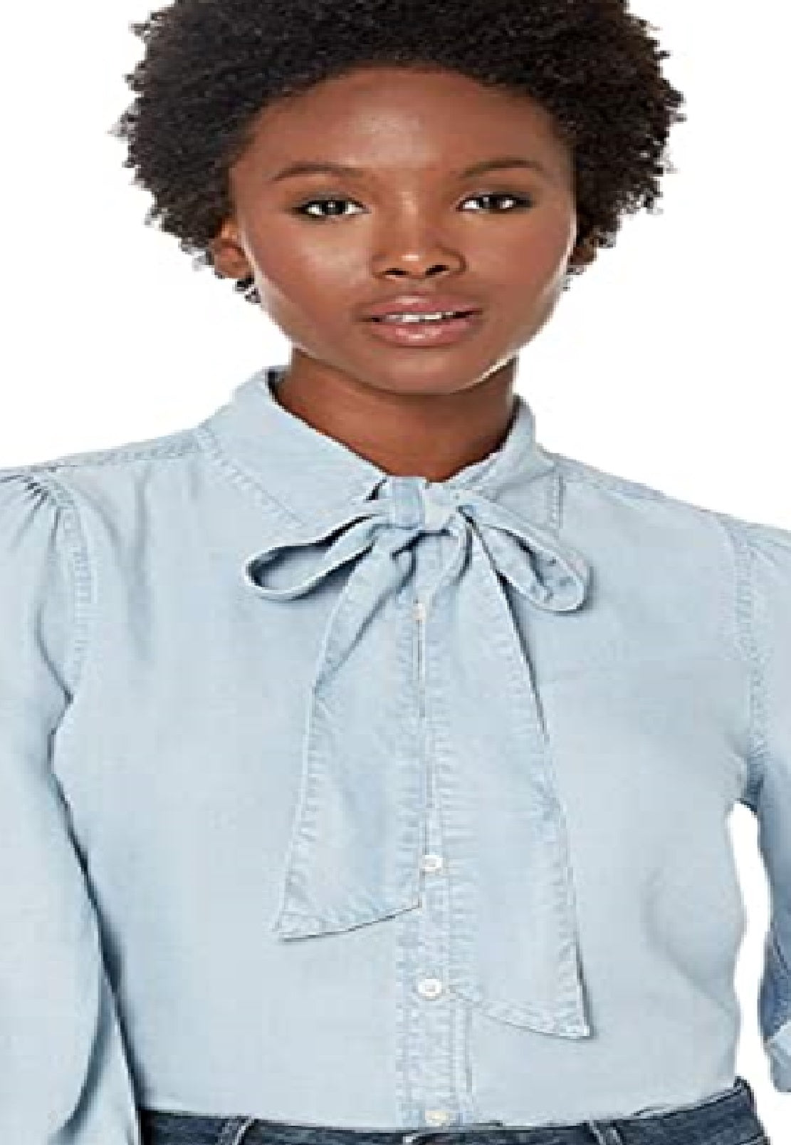Camisa Ralph Lauren Feminina Chambray com Gola Amarrada Azul Tamanho Pequeno M