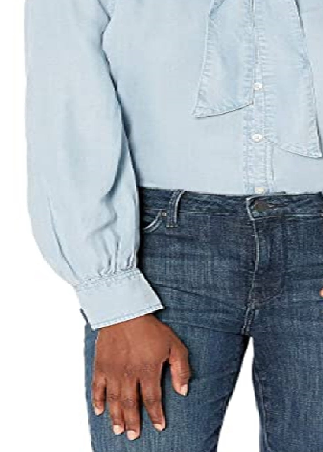 Camisa Ralph Lauren Feminina Chambray com Gola Amarrada Azul Tamanho Pequeno M