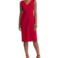 Vestido de coquetel Ralph Lauren feminino, sem mangas, com zíper e decote em V abaixo do joelho, vermelho, tamanho 16
