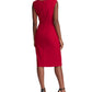 Vestido de coquetel Ralph Lauren feminino, sem mangas, com zíper e decote em V abaixo do joelho, vermelho, tamanho 16
