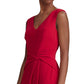 Vestido de coquetel Ralph Lauren feminino, sem mangas, com zíper e decote em V abaixo do joelho, vermelho, tamanho 16