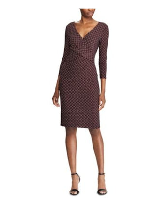 Vestido Ralph Lauren Feminino Manga 3/4 Acima do Joelho Roxo Tamanho 6 Petite