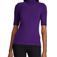 Blusa de malha com manga cotovelo Ralph Lauren Willa feminina, roxa, tamanho médio