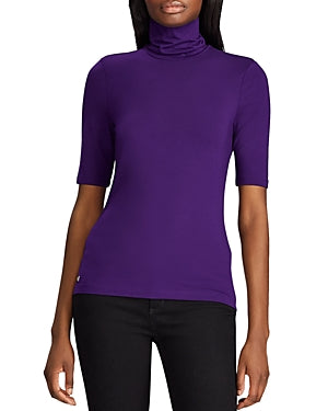 Blusa de malha com manga cotovelo Ralph Lauren Willa feminina, roxa, tamanho médio