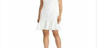 Vestido Ralph Lauren Feminino de Crepe com Renda e Jugo Branco Tamanho 16 Petite