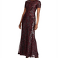 Vestido de noite feminino Ralph Lauren com lantejoulas, marrom, tamanho 16