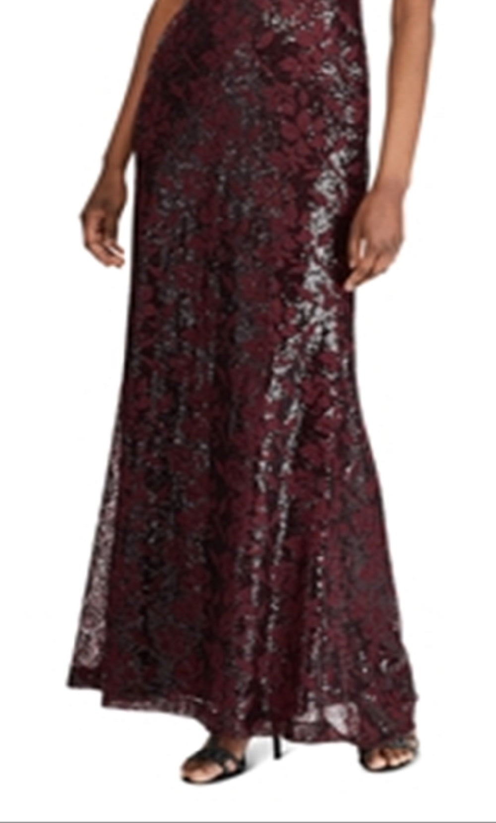 Vestido de noite feminino Ralph Lauren com lantejoulas, marrom, tamanho 16