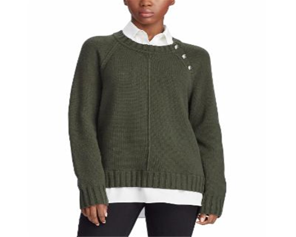 Suéter Ralph Lauren Feminino em Camadas de Algodão e Mistura Verde Tamanho X-G