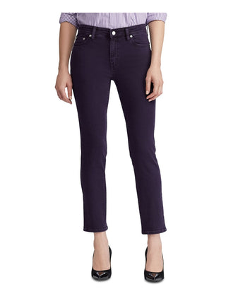 Calça jeans feminina Ralph Lauren Premier Straight Ankle, roxa, tamanho 18