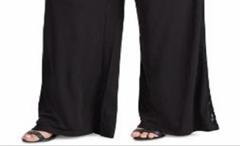 Calça listrada de smoking com lantejoulas Ralph Lauren feminina, preta, tamanho 3X