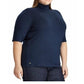 Blusa Ralph Lauren Feminina Manga Curta Gola Alta Azul Tamanho 2X