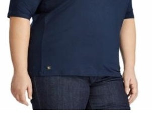 Blusa Ralph Lauren Feminina Manga Curta Gola Alta Azul Tamanho 2X