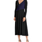 Vestido formal trapézio de manga comprida Ralph Lauren feminino, tamanho 18, preto