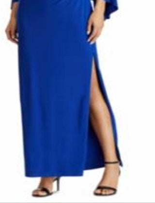 Vestido Ralph Lauren Feminino Azul com Babados e Mangas Vazadas, Tamanho 14