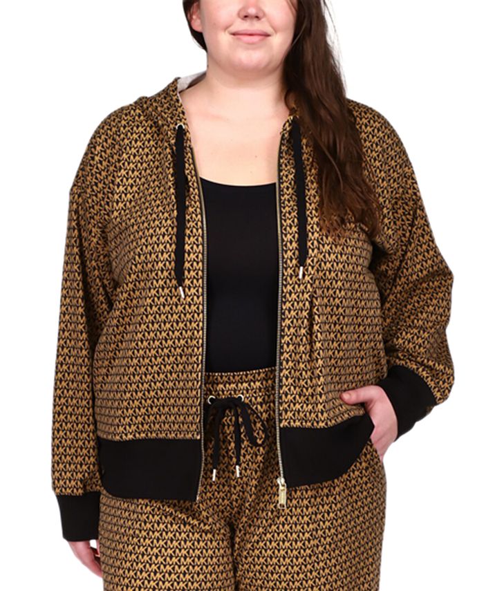 Moletom com capuz feminino Michael Kors Plus Logo, preto, tamanho 1X