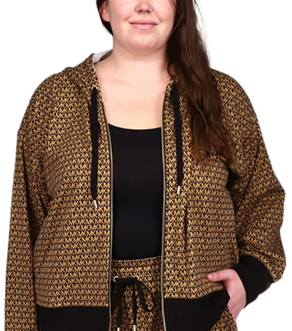 Moletom com capuz feminino Michael Kors Plus Logo, preto, tamanho 1X