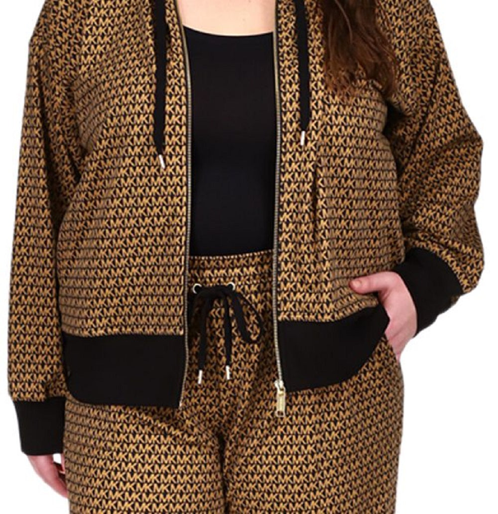 Moletom com capuz feminino Michael Kors Plus Logo, preto, tamanho 1X