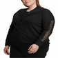Jaqueta Ralph Lauren Plus Size Feminina com Acabamento em Renda e Fleece Preta Tamanho 2X