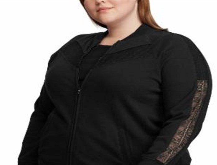 Jaqueta Ralph Lauren Plus Size Feminina com Acabamento em Renda e Fleece Preta Tamanho 2X
