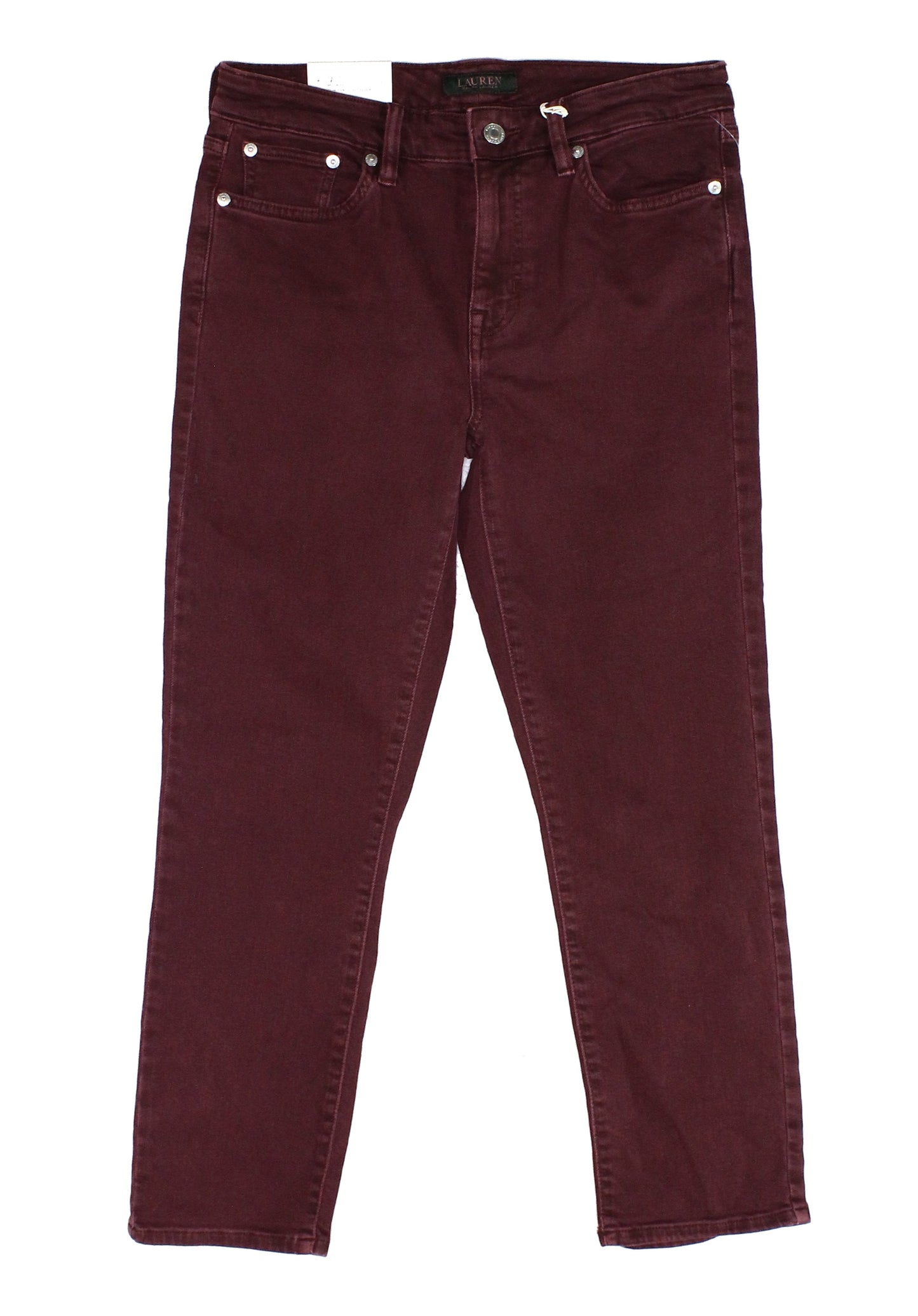 Calça reta elástica feminina Lauren Ralph, roxa, tamanho 12-P